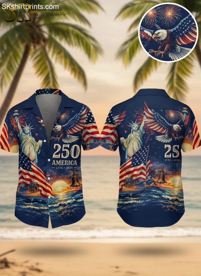 America 250th Anniversary Gun Hawaiian Shirts – Patriotic Eagle Flag Design 1776-2026