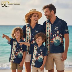 Hawaiian bowling shirts collection displaying various color combinations and design variations available