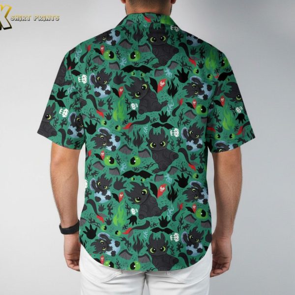 Black Dragon Hawaiian Shirt - Fantasy Dragon Print Button Down Aloha Shirt for Men
