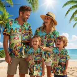 Hawaiian flamingo shirts women collection showing multiple color variations and styles