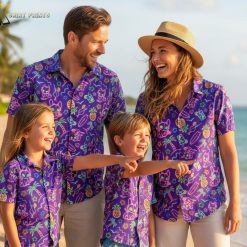 Collection of Hawaiian shirts with dragon print designs featuring tropical and fantasy elements