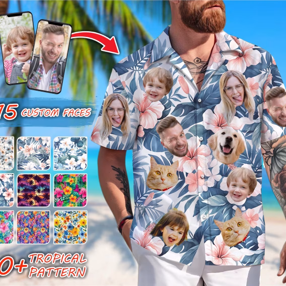Custom Hawaiian Shirt With Face — Personalized Faces & Dog/Cat Photo Shirts