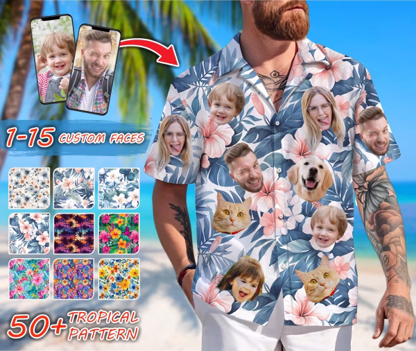 Custom Hawaiian Shirt With Face — Personalized Faces & Dog/Cat Photo Shirts