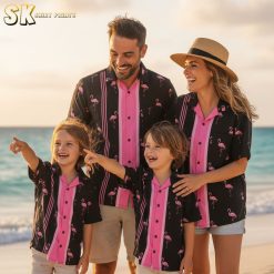 Collection of mens black Hawaiian shirts showing various tropical patterns and styles