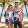 Mens hawaiian shirts white with eagle and American flag pattern celebrating freedom