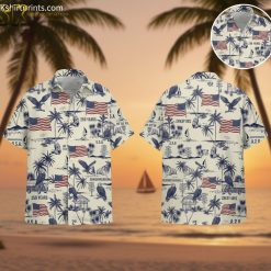 Patriotic Hawaiian shirt 2026 featuring bald eagles, American flags, and semiquincentennial design