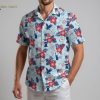 Patriotic Hawaiian shirt for America 250th anniversary with stars, stripes, tropical flowers and American symbols