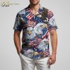 Patriotic Hawaiian shirt for men with bald eagle and USA flag patriotic print design