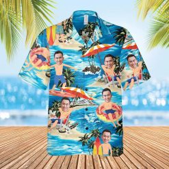 Personalized Hawaiian Shirts with faces, palm trees, flowers, and ocean