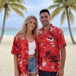 Second hand hawaiian shirts with vintage tropical island design and Hawaiian geography print
