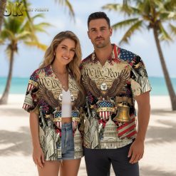 USA 250th anniversary Hawaiian shirt with American flag colors, patriotic symbols, and commemorative 1776-2026 dates