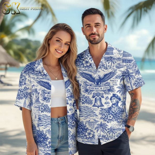 America 250 Hawaiian Shirt - 250th Anniversary Patriotic Design 1776-2026 Independence Day Shirt