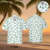 White tropical shirt with green leaves and tropical elements pattern for men
