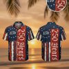 1776 2026 Hawaiian shirt with red, white, and blue stars and stripes pattern and distressed vintage print