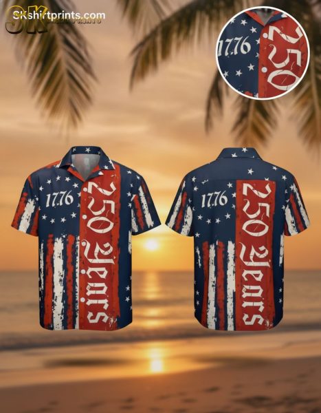 1776 2026 Hawaiian Shirt – America 250th Anniversary Stars & Stripes Distressed Tee