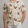 250th anniversary Hawaiian shirt with repeating bald eagle and American flag motifs, fireworks, red white and blue stars, and 1776 to 2026 text.