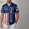 America 250 Hawaiian shirt with white stars on blue background, red and white stripes, and We the People text printed on the front