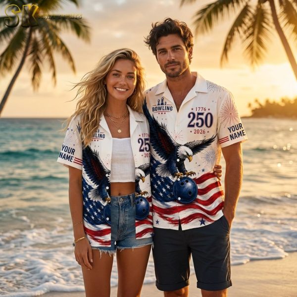 Bowling Shirt Designer Patriotic Eagle Hawaiian Shirt – 250th Anniversary Custom Team Name & Number