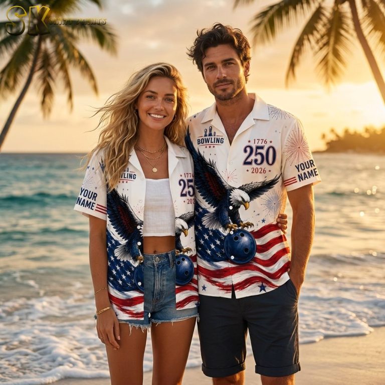 Bowling Shirt Designer Patriotic Eagle Hawaiian Shirt – 250th Anniversary Custom Team Name & Number