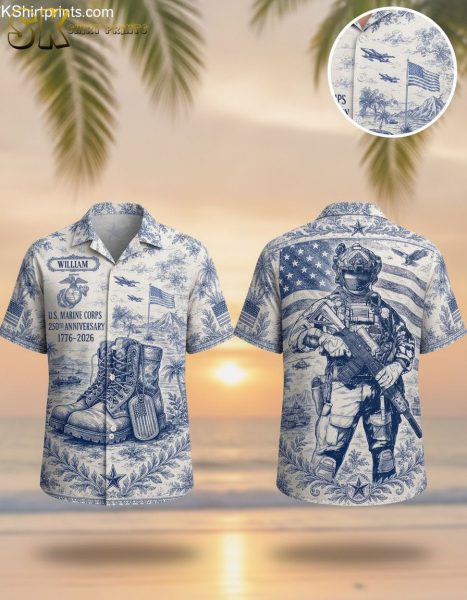 USMC 250th Anniversary Military Hawaiian Shirts for Men – Marine Corps Combat Shirt