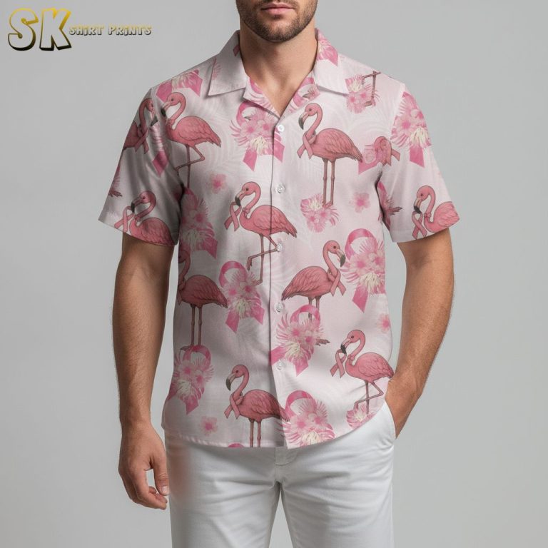 Pink Hawaiian Shirt with Flamingos and Tropical Flowers – Men’s Resort Wear