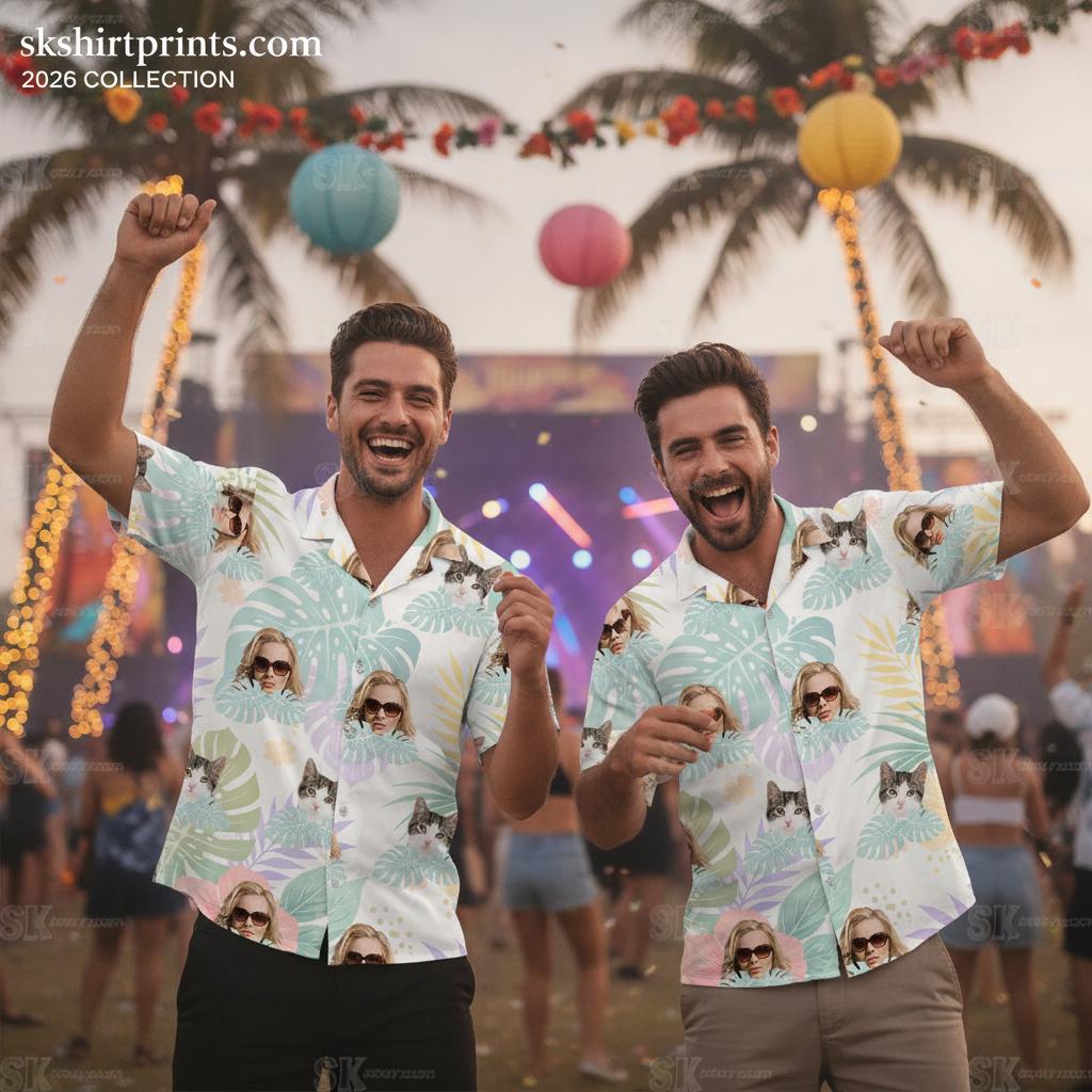 Tropical floral print shirts for men and women — bold botanical patterns in lightweight summer fabric