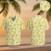 Yellow aloha shirt featuring bright lemon and green leaf pattern