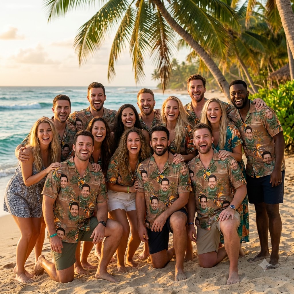 collection of funny Hawaiian shirts with vibrant tropical prints and humorous novelty designs for men and women