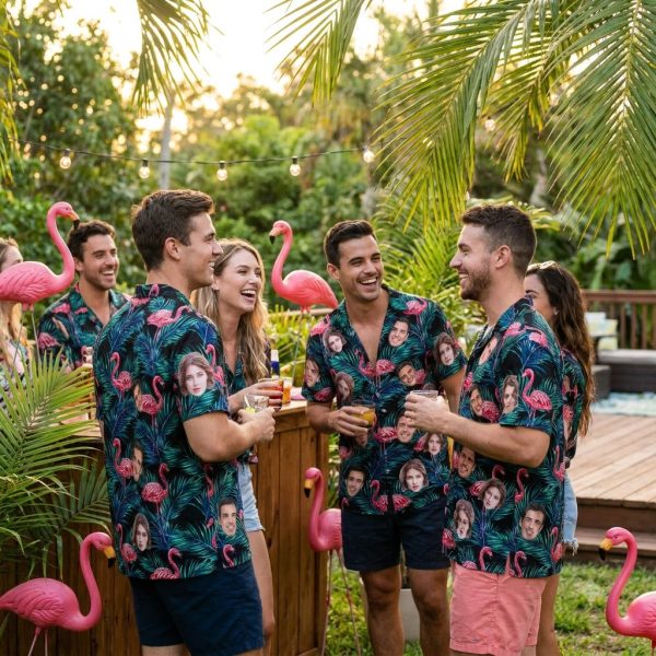 mens funny Hawaiian shirts colorful tropical print button-down aloha shirt for summer vacation and parties