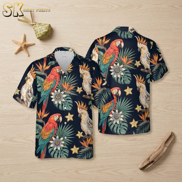 Tropical Parrot & Cockatoo Halloween Hawaiian Shirt