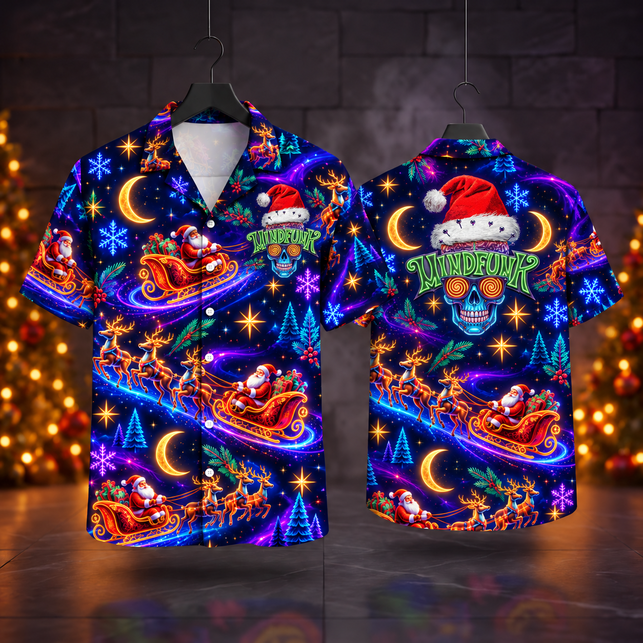 Custom Neon Christmas Hawaiian Shirt – Option 12 for Eddie