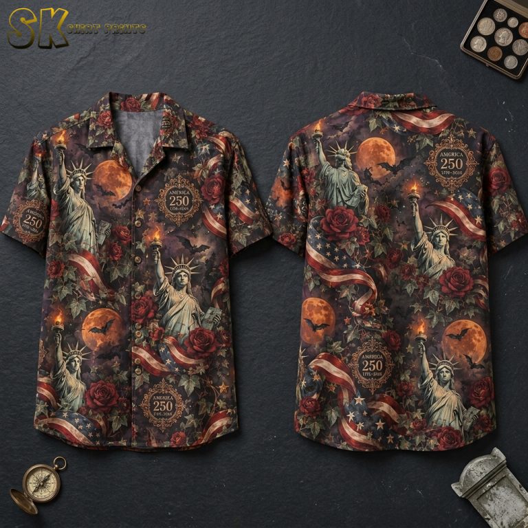 Statue of Liberty Gothic Americana Short-Sleeve Hawaiian Shirt