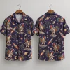 Astronaut Rooster Hawaiian Shirt with Rockets