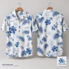 Blue Hibiscus Palm Logo Hawaiian Shirt | Custom Logo Aloha