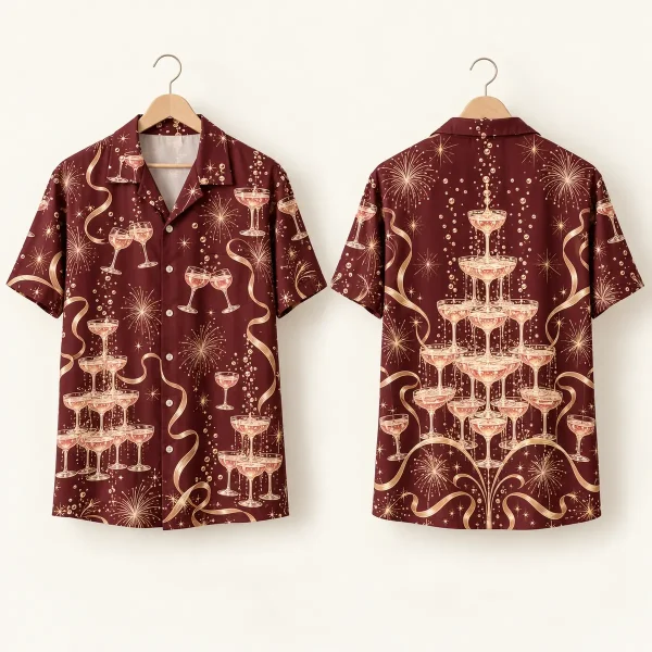 Burgundy Champagne Tower Shirt – Camp Collar