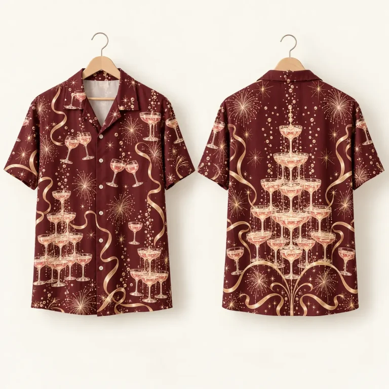 Burgundy Champagne Tower Shirt – Camp Collar