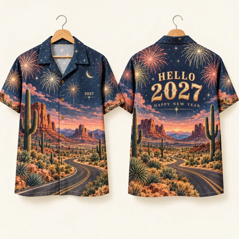 Cactus Desert New Year 2027 Fireworks Shirt