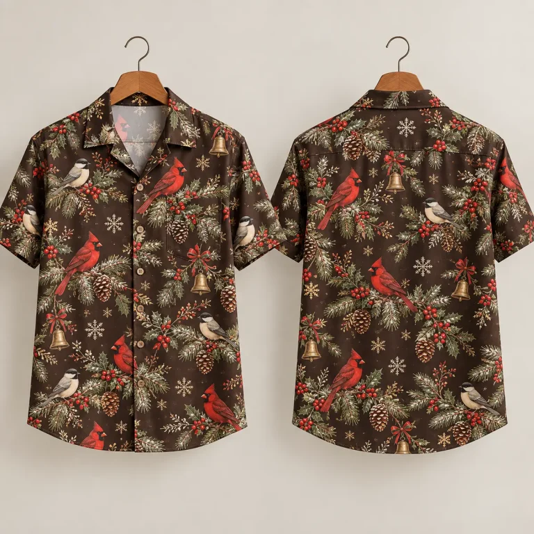 Cardinal Chickadee Christmas Hawaiian Shirt for Men & Women