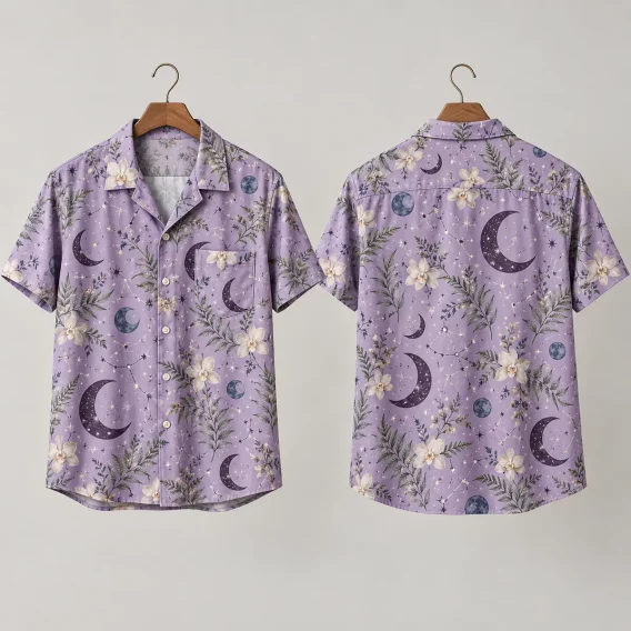 Celestial Moons Floral Star Wars Hawaiian Shirt Camp Collar