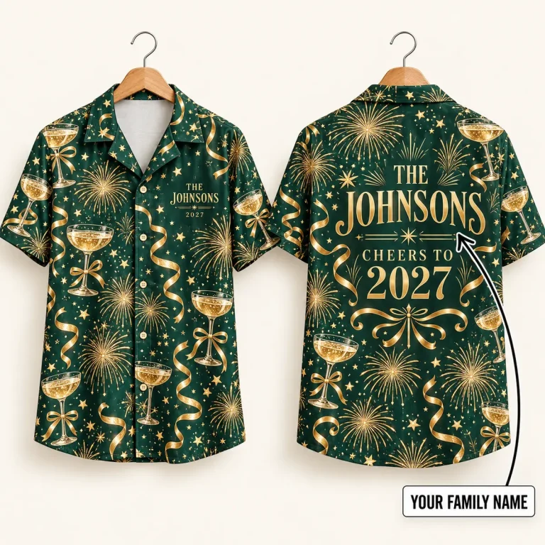 Champagne Custom Family Shirts – Green & Gold 2027