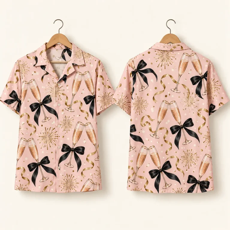 Champagne Men’s NYE Shirts with Black Bows