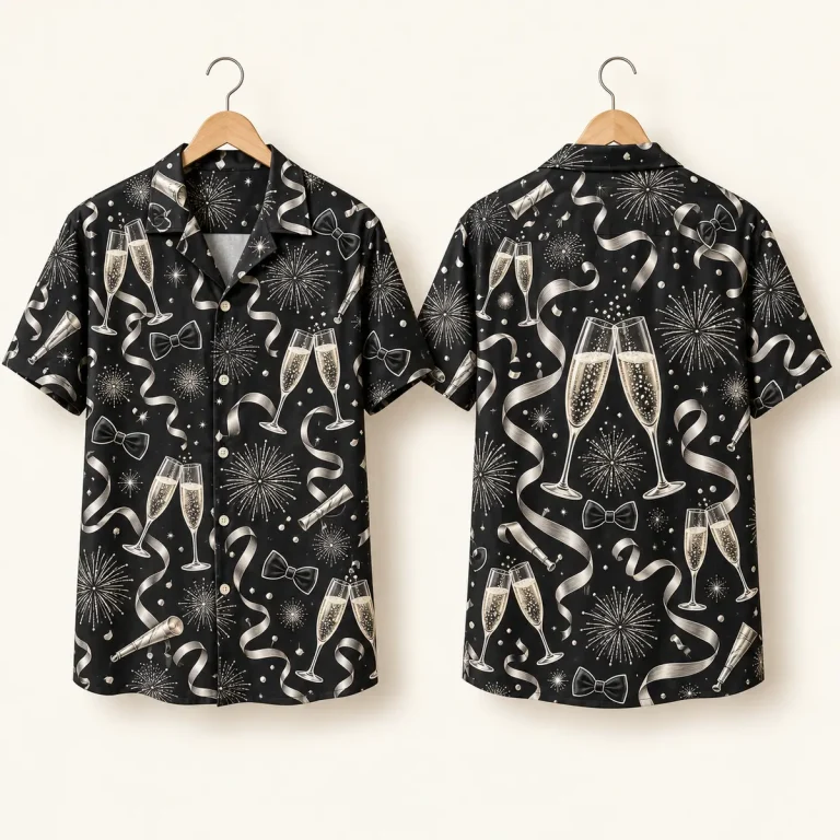 Champagne Men’s NYE Shirts – Camp Collar