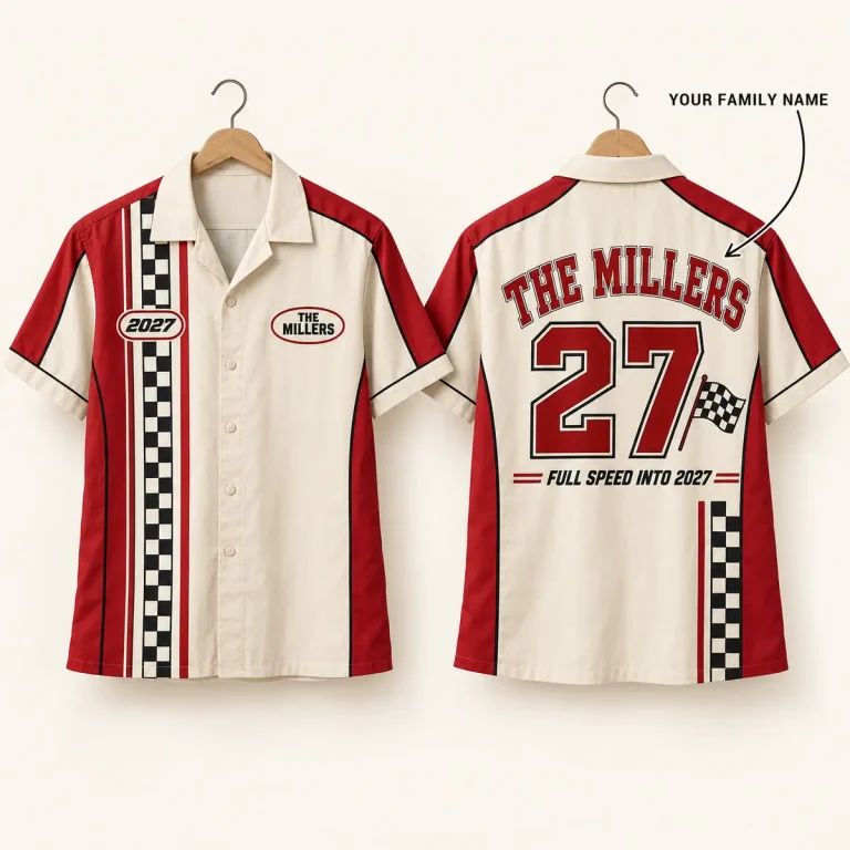 Checkered Flag Men’s NYE Shirts – 2027 Racing Button-Up