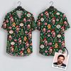 America 250 Christmas Hawaiian Shirt – Patriotic Holiday Face Print Aloha Button-Up