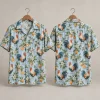 Citrus Rooster Hawaiian Shirt with Cream Flowers