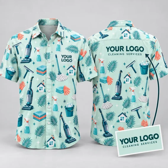 Cleaning Tools Hawaiian Shirt With Company Logo