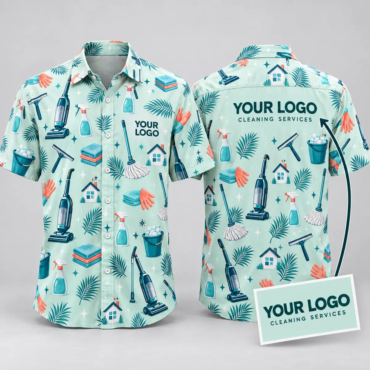 Cleaning Tools Hawaiian Shirt With Company Logo