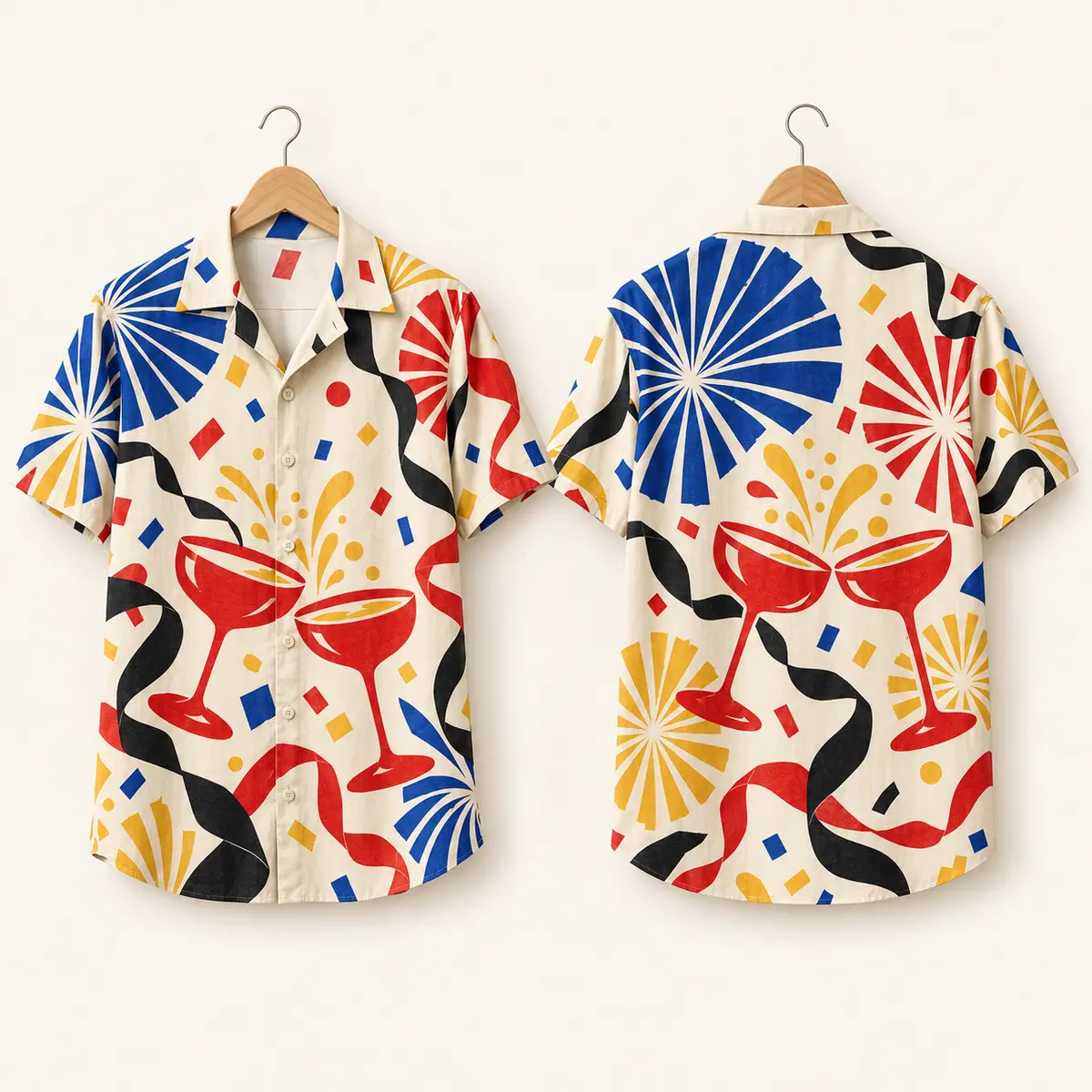 Cocktail Glass New Year Shirt - Confetti & Streamers