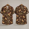 Coffee Rooster Hawaiian Shirt with Sunrise Motifs