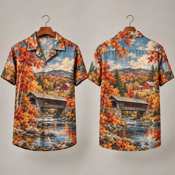 Covered Bridge Thanksgiving Aloha Shirt